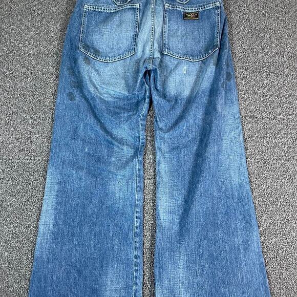 Polo Ralph Lauren Yacht Club Cinch Buckle Back Jeans Distressed Marine Wide Leg - Picture 1 of 8